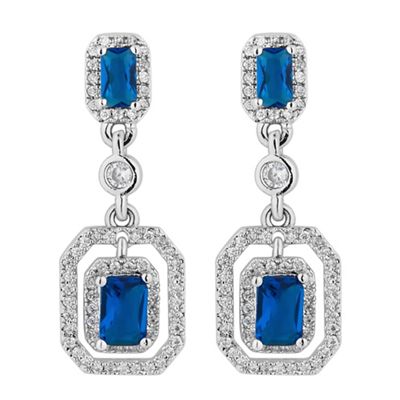 Blue cubic zirconia square drop earring